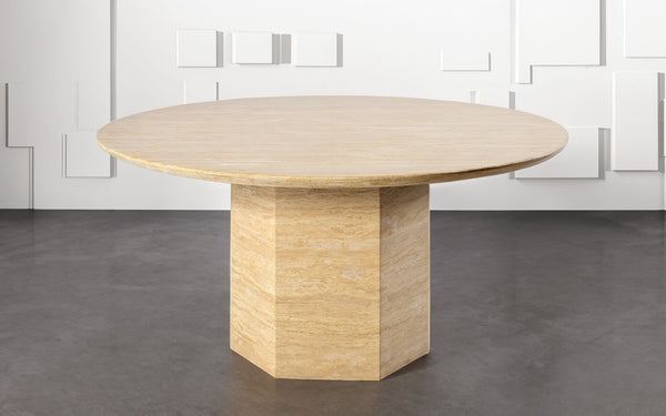 Opal Travertine Round Dining Table