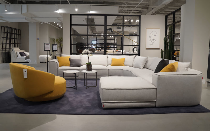 Modern Style Sectional | Fabric | Aquilo Modern Motion Sectional Sofa with Ottoman | Mofit Home Furniture