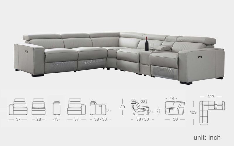 La Cina Modern Motion Reclining Sectional Sofa