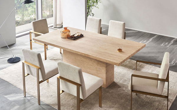 Carrara Travertine Rectangle Dining Table