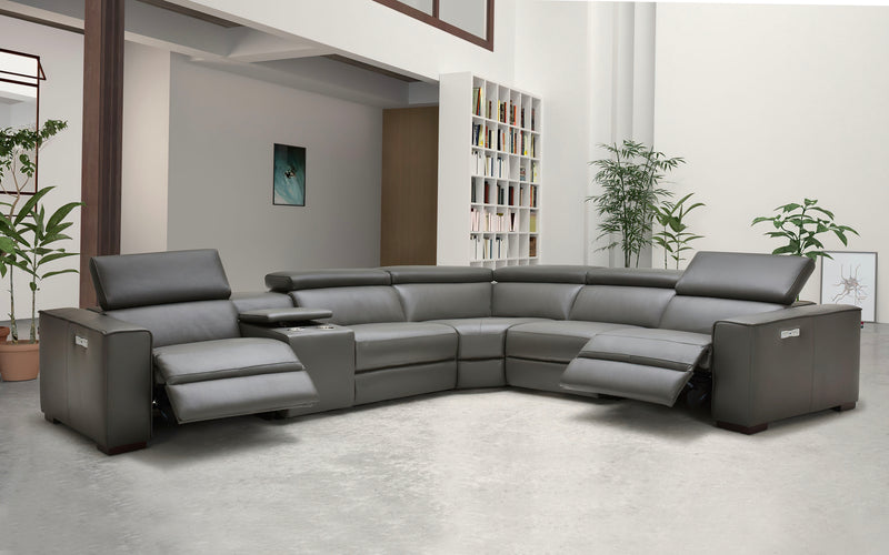 A beautifully designed sectional couch with recliner that features your choice in power recliner chair and adjustable headrests to create a modern sectional recliner just for you