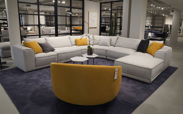 Modern Modular Sectional | Fabric | Aquilo Modern Motion Sectional Sofa with Ottoman | Mofit Home Furniture