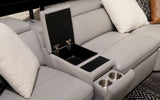 Storage, cup holder and USB port | Real Italian Leather | Ponente Modern Motion Reclining Sectional | MoFit Home