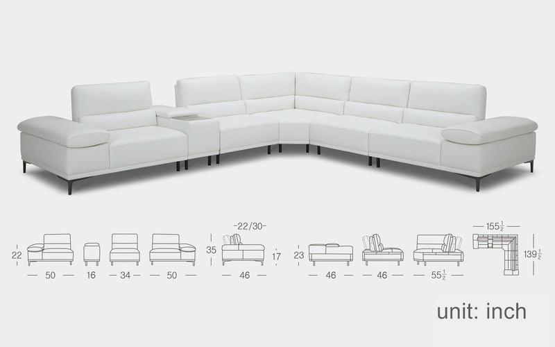 Gerberas Modern Motion Sectional Sofa with Power Reclining Backrest