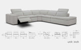 Dimension  |  Fabric | Freesia Modern Motion Reclining Sectional | Mofit Home Furniture