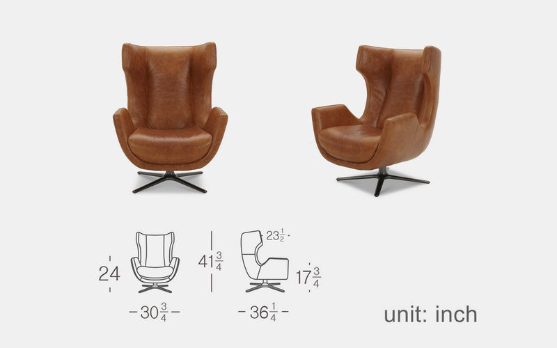Dimension | Italian Leather | Alto Modern Motion Swivel Chair | Mofit Home Furniture