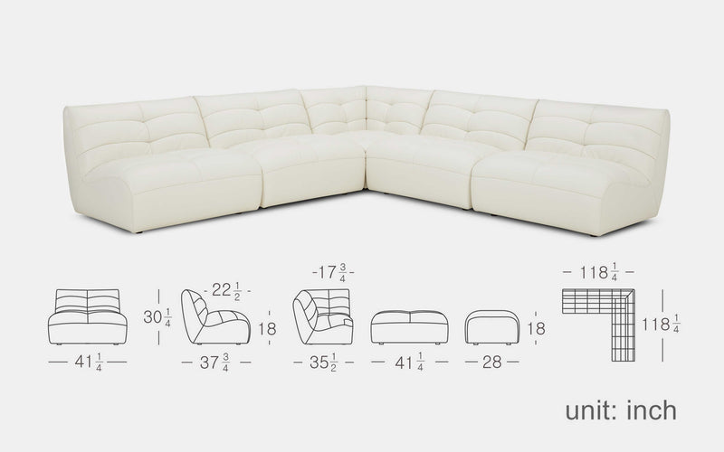 Dimension  | Italian Leather | Corus Modern Motion Sectional Sofa | Mofit Home Furniture