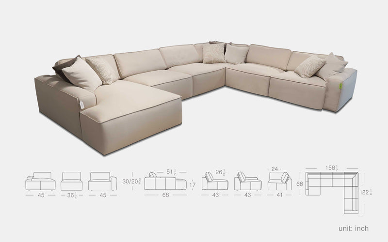 Dimension | Fabric | Boreas Modern Motion Sectional Sofa | Mofit Home Furniture