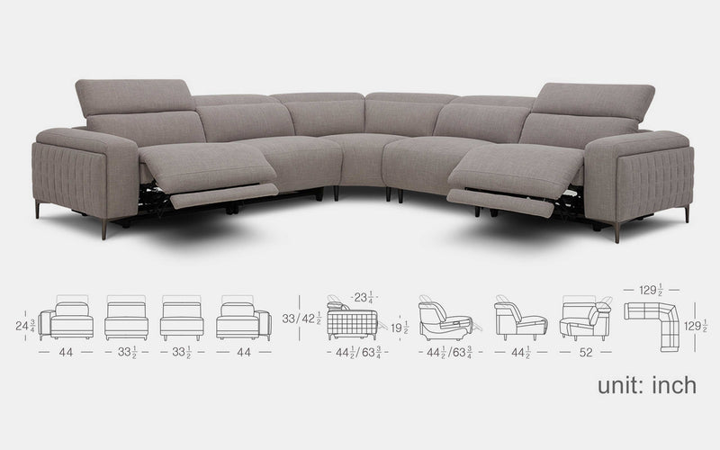 Dimension | Fabric | Lavandula Modern Motion Reclining Sectional | Mofit Home Furniture